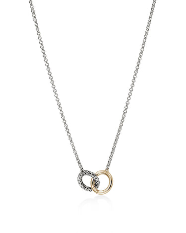 John Hardy JH Essentials 14Kt Gold & Sterling Silver Interlinking 2mm Mini Rolo Chain Necklace