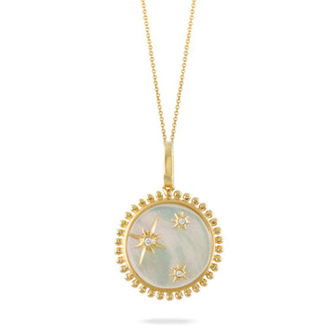 Doves 18K Yellow Gold Mother Of Pearl Star Pendant