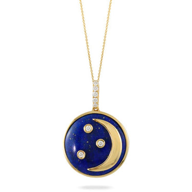 Doves 18Kt Yellow Gold Celestia Moon and Stars Pendant