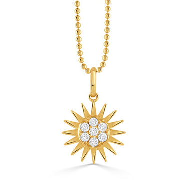 Doves 18Kt Yellow Gold Celestia Sunburst Pendant