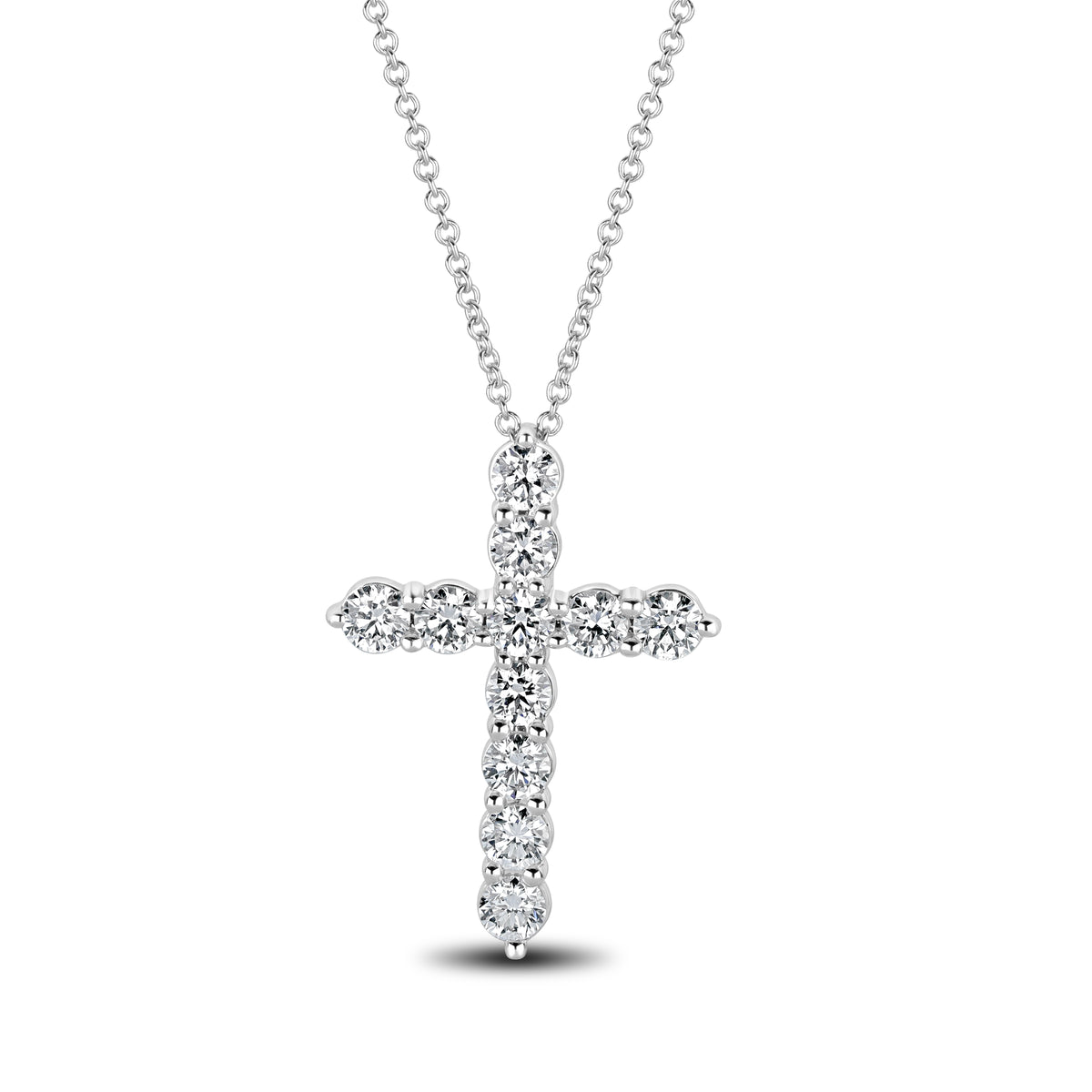 Fire & Ice 18Kt White Gold Cross Pendant with .75cttw Ideal-Cut Natural Diamonds