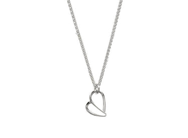 E.L Designs Love You More Heart Pendant in Sterling Silver on an 18" 1.3mm Wheat Chain-Size Small