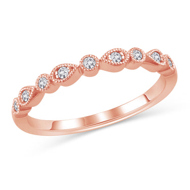 14Kt Rose Gold Stackable Wedding Ring With .10cttw Natural Diamonds