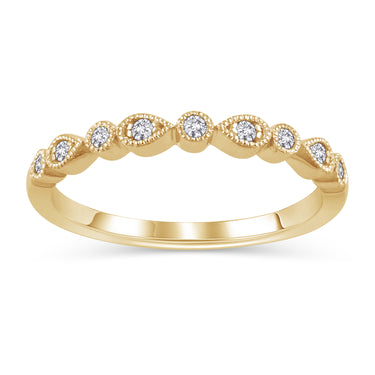 14Kt Yellow Gold Stackable Wedding Ring With .10cttw Natural Diamonds