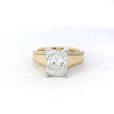 14Kt Yellow Gold Tapered Cathedral 2.50ct Radiant-Cut Diamond Engagement Ring