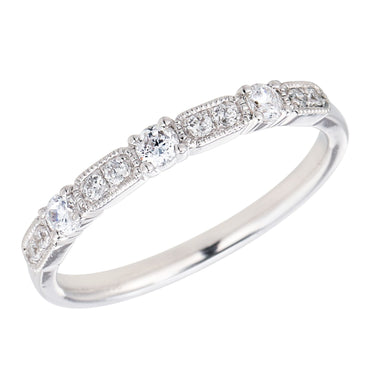 18Kt White Gold Milgrain 0.25cttw Diamond Anniversary Band