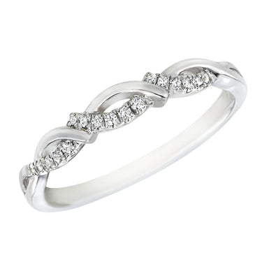 18Kt White Gold Twist 0.09cttw Diamond Anniversary Band