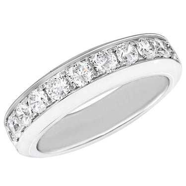 18Kt White Gold Beveled Channel-Style Pronged 1.01cttw Diamond Anniversary Band
