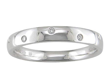 Lasker Astre Collection 14Kt White Gold Band With 5 Round Diamonds Totaling .05cttw