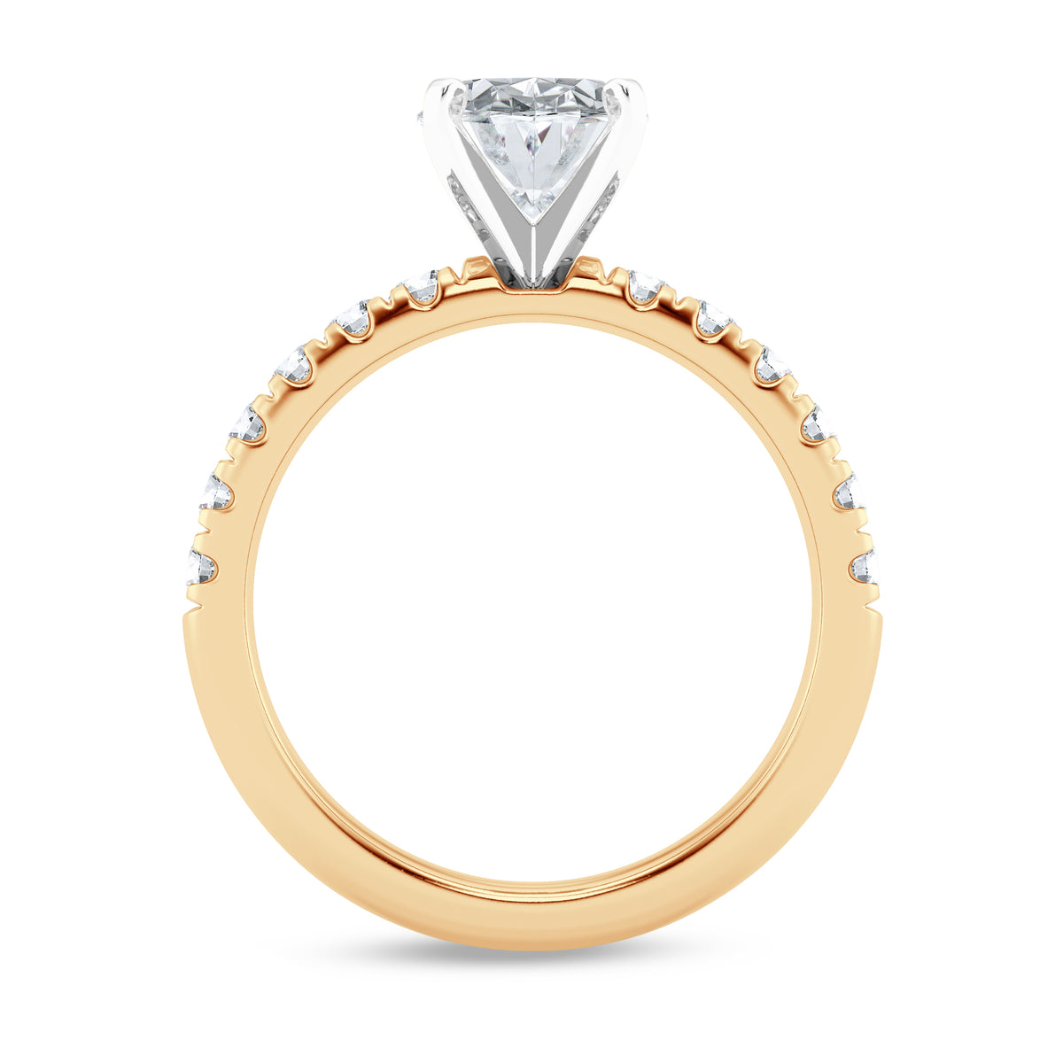 14Kt Yellow Gold Engagement Ring With 1.70Ct Natural Oval Diamond And 12 Round Accent Diamonds Totaling .45cttw