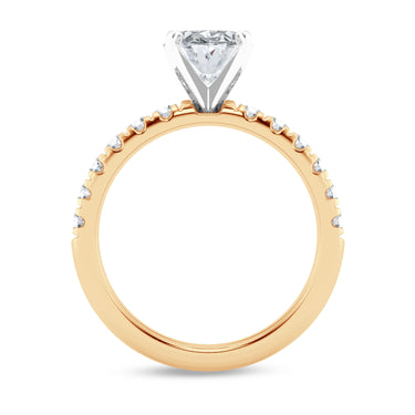 14Kt Yellow Gold 2.5mm Galaxy Engagement Ring With 1.70Ct Oval Natural Diamond And 12 Round Accent Diamonds Totaling .45cttw