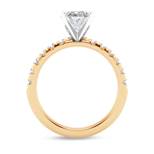 14Kt Yellow Gold Engagement Ring With 1.70Ct Natural Oval Diamond And 12 Round Accent Diamonds Totaling .45cttw
