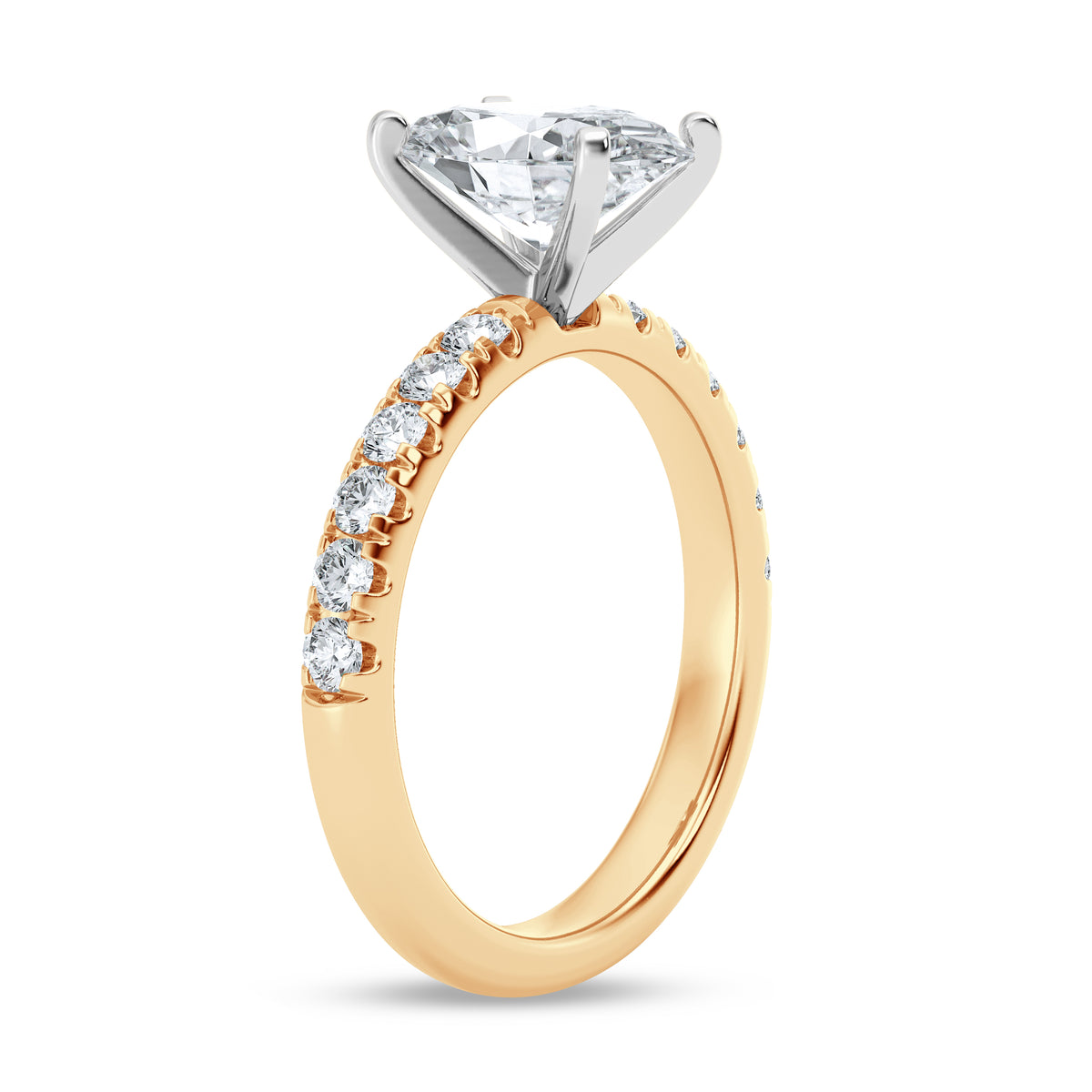 14Kt Yellow Gold Engagement Ring With 1.70Ct Natural Oval Diamond And 12 Round Accent Diamonds Totaling .45cttw