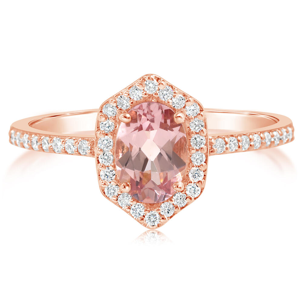 14Kt Rose Gold Halo Ring with Lotus Garnet