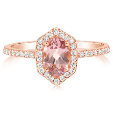 14Kt Rose Gold Halo Ring with Lotus Garnet