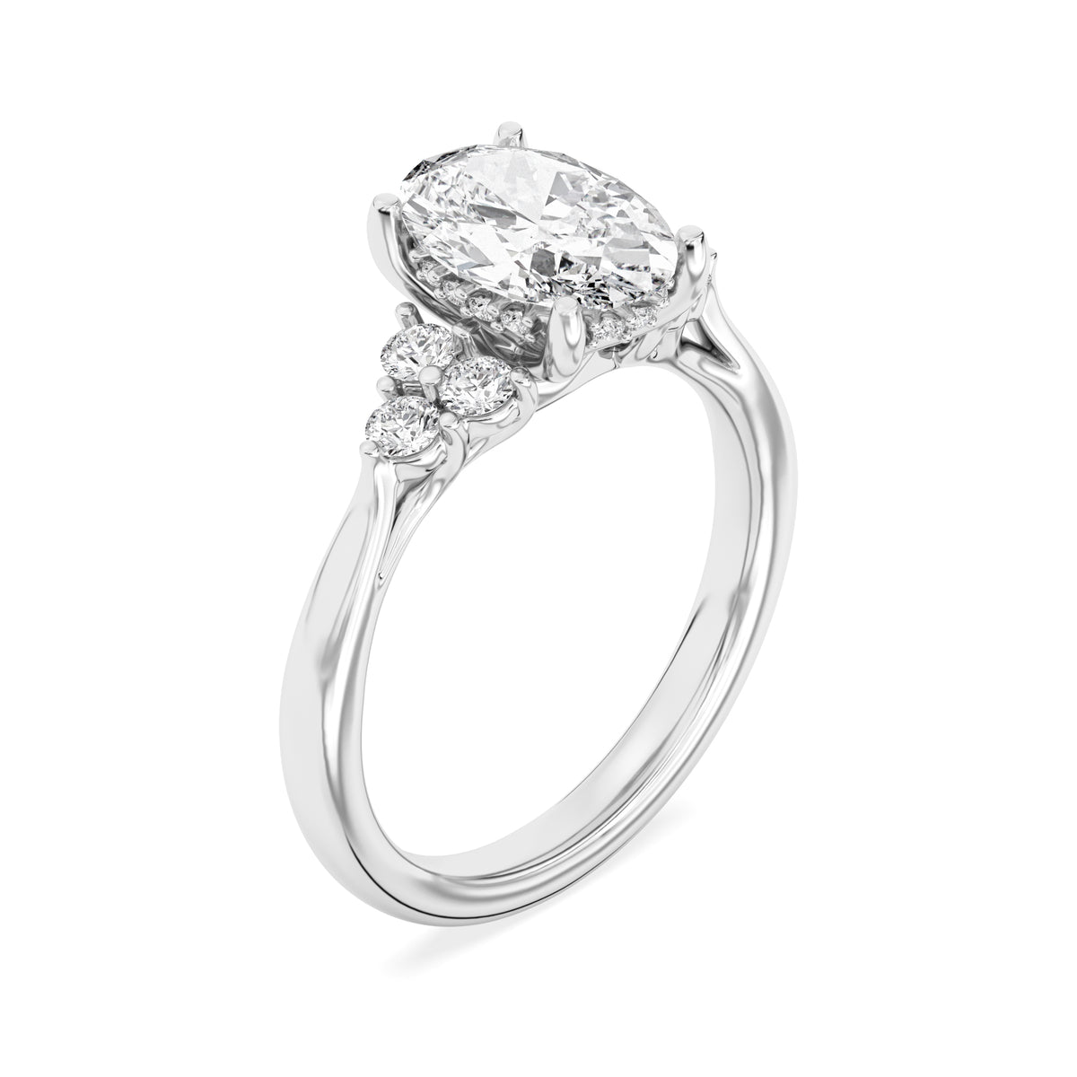 Lasker's Big Rocks Lab-Grown Diamond Collection Hidden Halo Ring With 2.05ct Oval Center Diamond