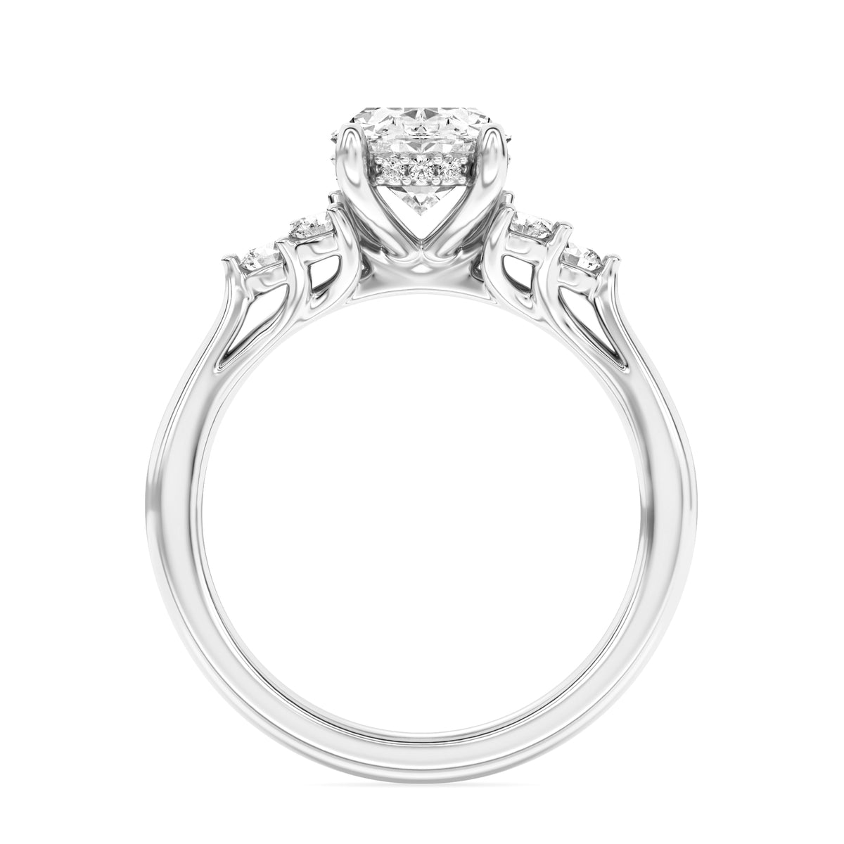 Lasker's Big Rocks Lab-Grown Diamond Collection Hidden Halo Ring With 2.05ct Oval Center Diamond