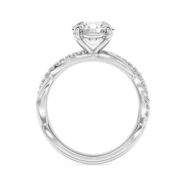 Lasker Big Rocks Lab-Grown Diamond Collection Twist Ring in 14Kt White Gold with 2.00Ct Round Center Diamond and .17cttw Accent Lab-Grown Diamonds.  The sales of lab-grown diamonds are final after 30 days. Lab-grown diamonds and lab-grown diamond jewelry