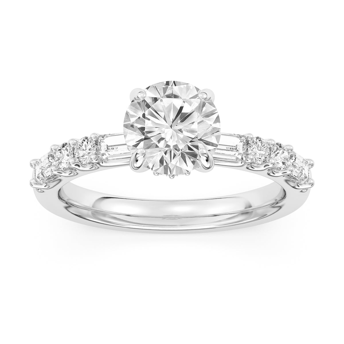 Lasker's Big Rocks Lab-Grown Diamond Collection Ring in 14Kt White Gold with 1.54Ct Round Center Diamond