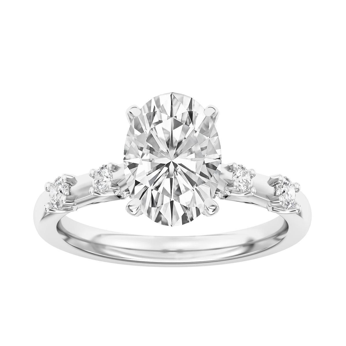 Lasker's Big Rocks Lab-Grown Diamond Collection Ring in 14Kt White Gold with 2.51Ct Oval Center Diamond