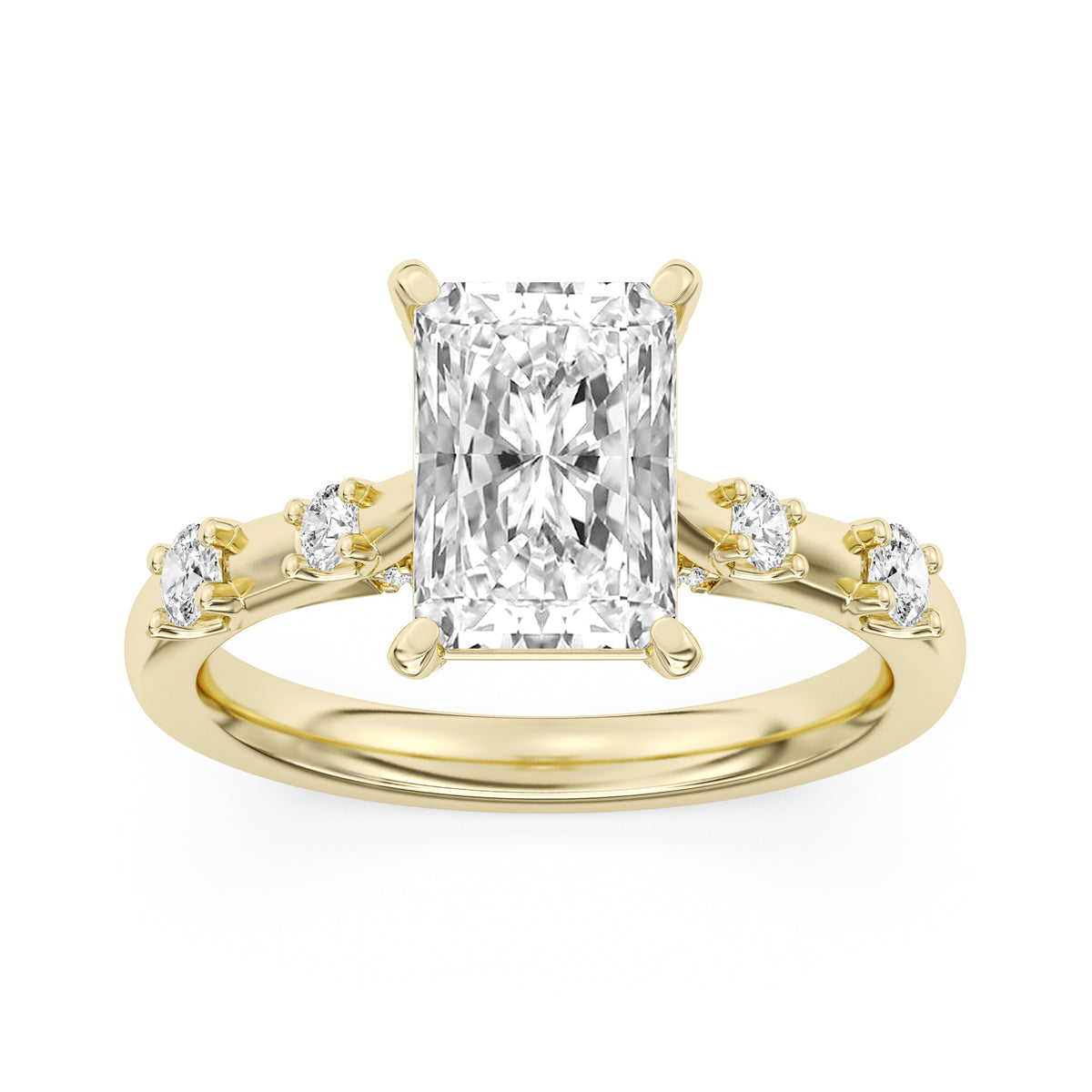 Lasker's Big Rocks Lab-Grown Diamond Collection Ring In 14Kt Yellow Gold With 2.59ct Radiant-Cut Center Diamond