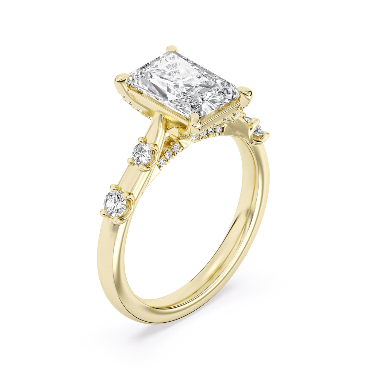 Lasker's Big Rocks Lab-Grown Diamond Collection Ring In 14Kt Yellow Gold With 2.59ct Radiant-Cut Center Diamond