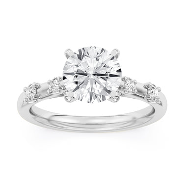 Lasker Big Rocks Lab-Grown Diamond Collection 14Kt White Gold Ring 2Ct Round Center Lab-Grown Diamond Engagement Ring