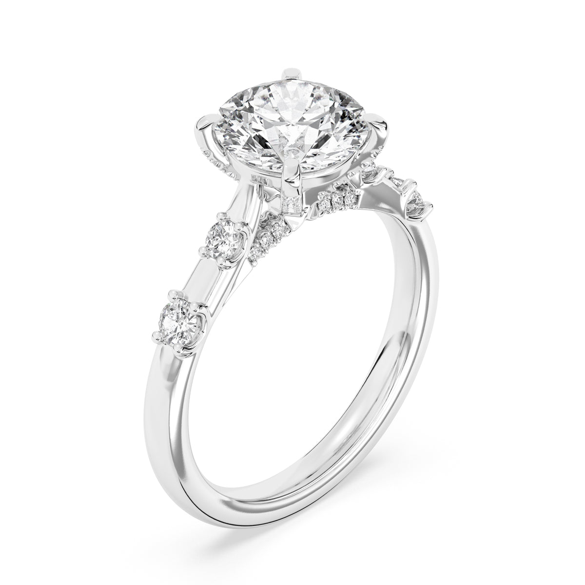 Lasker's Big Rocks Lab-Grown Diamond Collection 14Kt White Gold Ring with 2.04Ct Round Lab-Grown Center Diamond