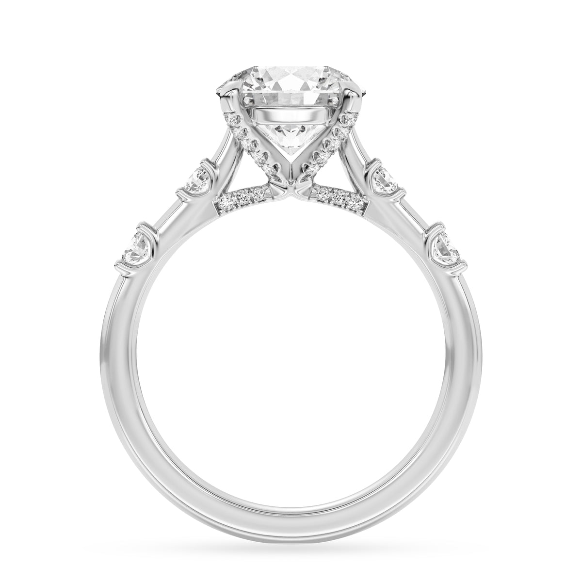 Lasker's Big Rocks Lab-Grown Diamond Collection 14Kt White Gold Ring with 2.04Ct Round Lab-Grown Center Diamond