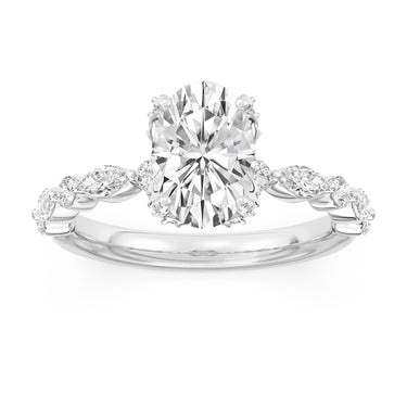 Lasker Big Rocks Lab-Grown Diamond Collection 14Kt White Gold Ring with 1.5ct Oval Lab-Grown Diamond Center and .70cttw Round & Marquise Lab-Diamond Accents.  The sales of lab-grown diamonds are final after 30 days. Lab-grown diamonds and lab-grown