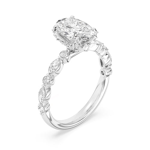 Lasker's Big Rocks Lab-Grown Diamond Collection 14Kt White Gold Ring with 1.59Ct Oval Lab-Grown Diamond Center