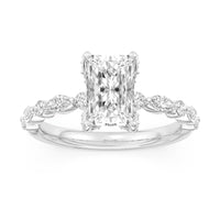 Lasker's Big Rocks Lab-Grown Diamond Collection 14Kt White Gold Ring with 2.01Ct Radiant Cut Lab-Grown Center Diamond