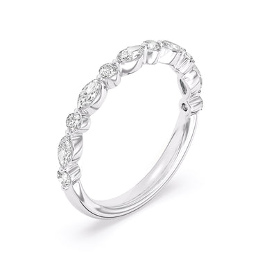 Lasker's Big Rocks Lab-Grown Diamond Collection 14Kt White Gold Band with Alternating Marquise and Round Lab-Grown Diamonds Totaling .50cttw (F_VS2)