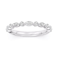 Lasker's Big Rocks Lab-Grown Diamond Collection 14Kt White Gold Band with Alternating Marquise and Round Lab-Grown Diamonds