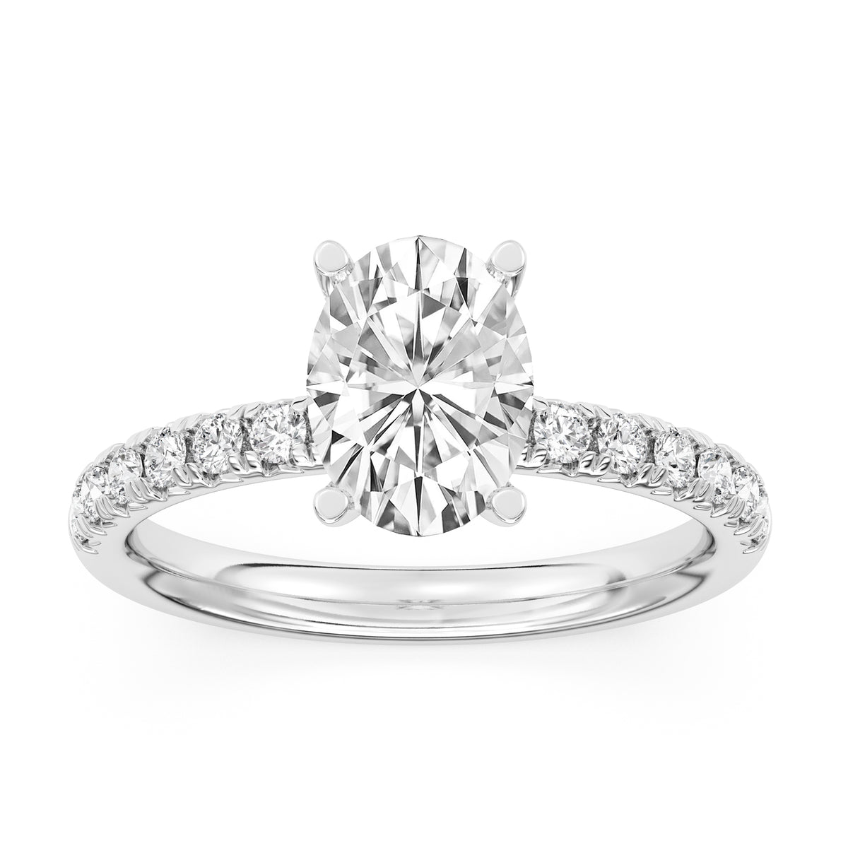 Lasker's Big Rocks Lab-Grown Diamond Collection Ring in 14Kt White Gold with 2.08Ct Oval Center Diamond