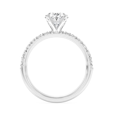 Lasker Big Rocks Lab-Grown Diamond Collection Ring in 14Kt White Gold with 2Ct Oval Center Diamond and .44Cttw Prong Set Accent Diamonds. The sales of lab-grown diamonds are final after 30 days. Lab-grown diamonds and lab-grown diamond jewelry are not