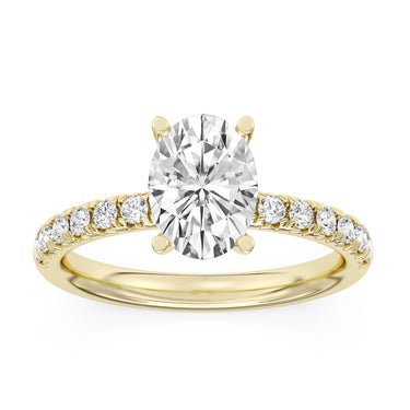 Lasker Big Rocks Lab-Grown Diamond Collection Ring in 14Kt Yellow Gold with 2Ct Oval Center Diamond and .50cttw Accent Lab-Grown Diamonds. The sales of lab-grown diamonds are final after 30 days. Lab-grown diamonds and lab-grown diamond jewelry are not
