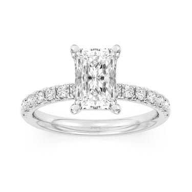 Lasker Big Rocks Lab-Grown Diamond Collection 14Kt White Gold Ring with 2Ct Radiant Cut Lab-Grown Diamond Center and .48cttw Diamond Accents. The sales of lab-grown diamonds are final after 30 days. Lab-grown diamonds and lab-grown diamond jewelry are