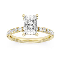 Lasker's Big Rocks Lab-Grown Diamond Collection 14Kt Yellow Gold Ring with 2.08Ct Radiant Cut Lab-Grown Center Diamond