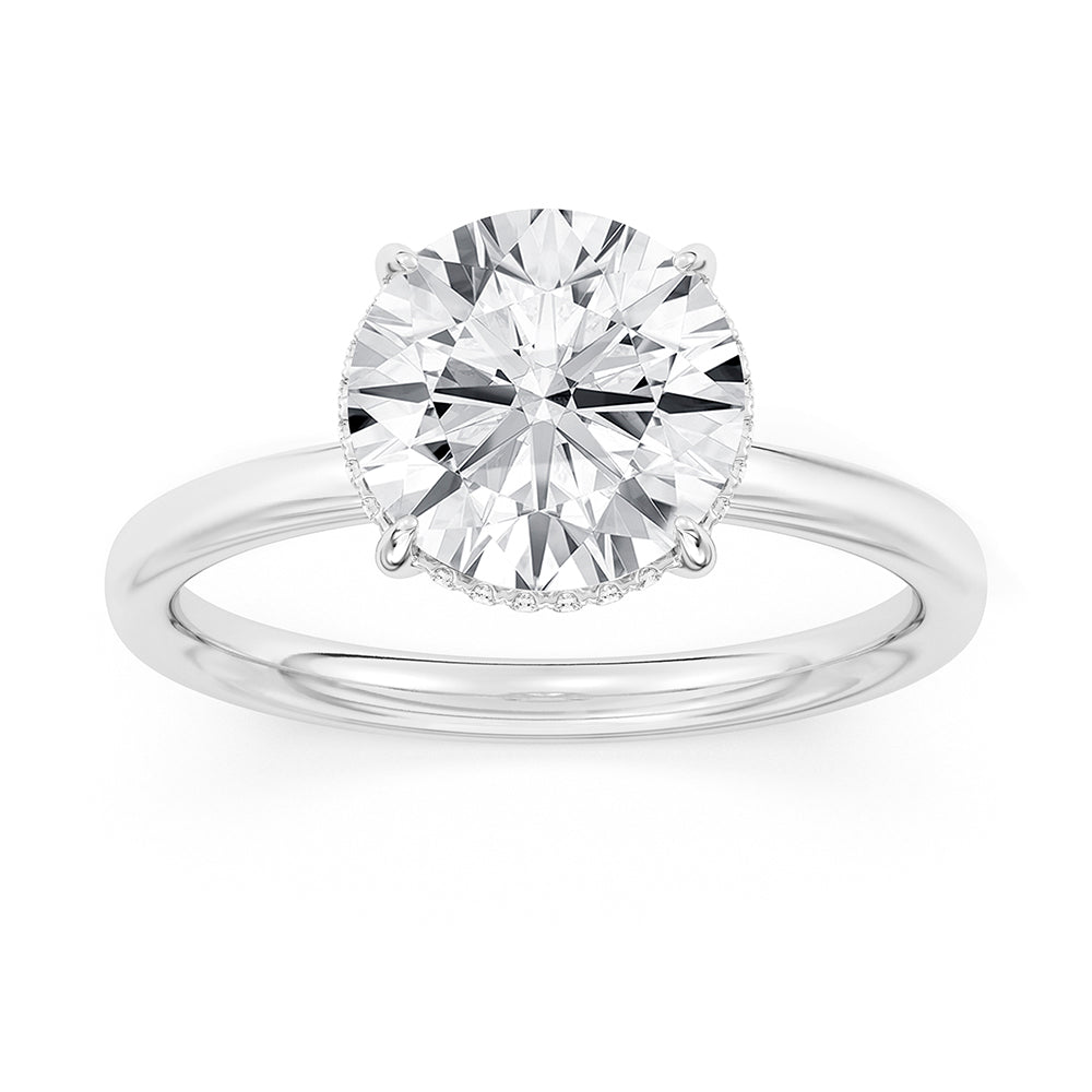 Lasker's Big Rocks Lab-Grown Diamond Collection Hidden Halo Solitaire Ring in 14Kt White Gold with 3.03Ct Round Center Diamond