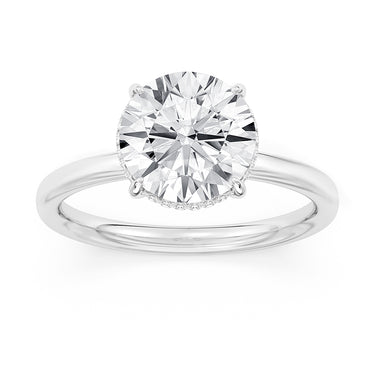 Lasker's Big Rocks Lab-Grown Diamond Collection 14Kt White Gold 2.00cttw Round Lab-Grown Diamond Hidden Halo Solitaire Engagement Ring