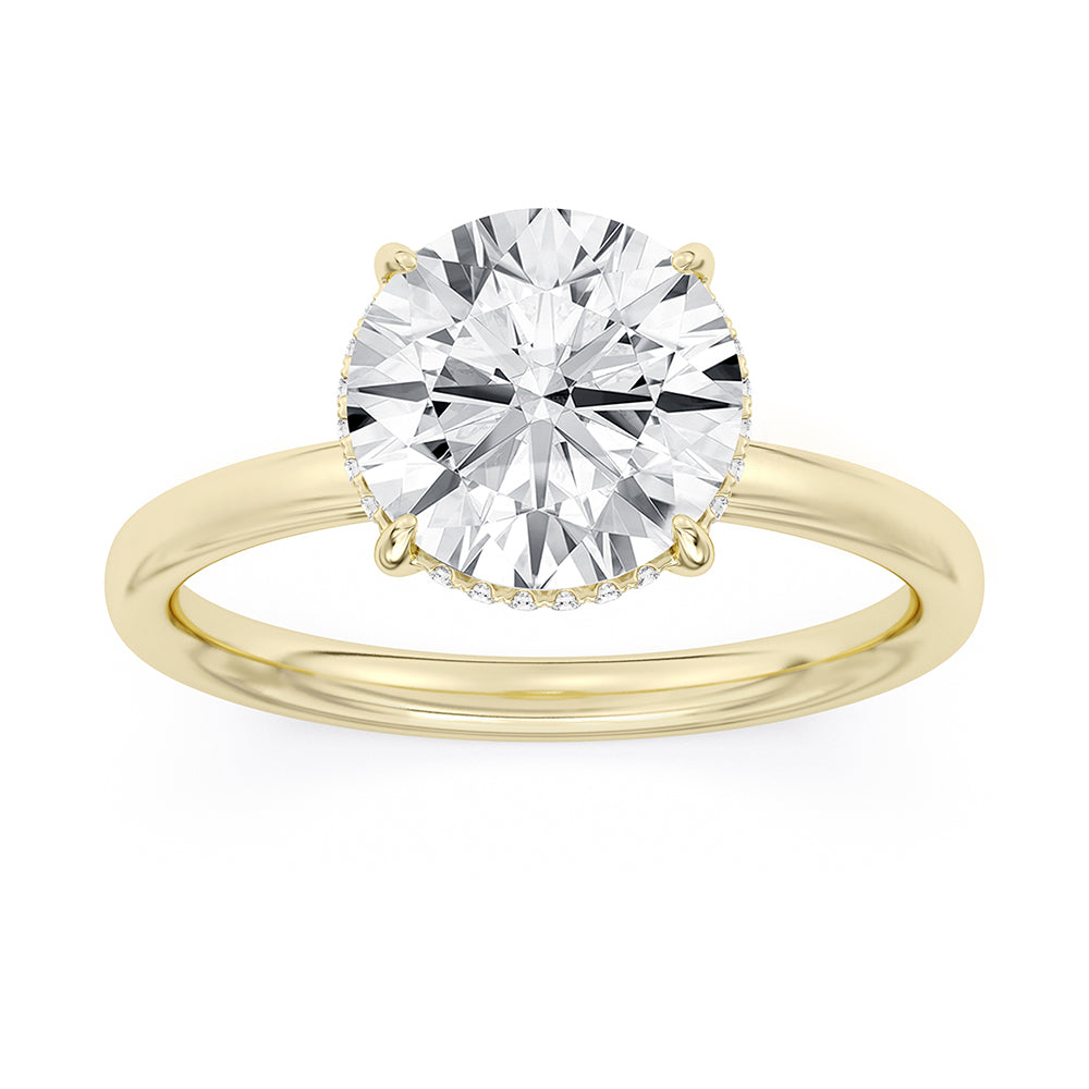 Lasker's Big Rocks Lab-Grown Diamond Collection 14Kt Yellow Gold 2.00cttw Round Lab-Grown Diamond Hidden Halo Solitaire Engagement Ring