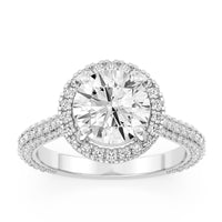 Lasker Big Rocks Lab Grown Diamond Collection 14Kt White Gold Halo Ring with 1.52Ct Round  Lab-Grown Center Diamond