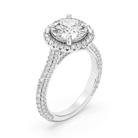 Lasker Big Rocks Lab Grown Diamond Collection 14Kt White Gold Halo Ring with 1.52Ct Round  Lab-Grown Center Diamond