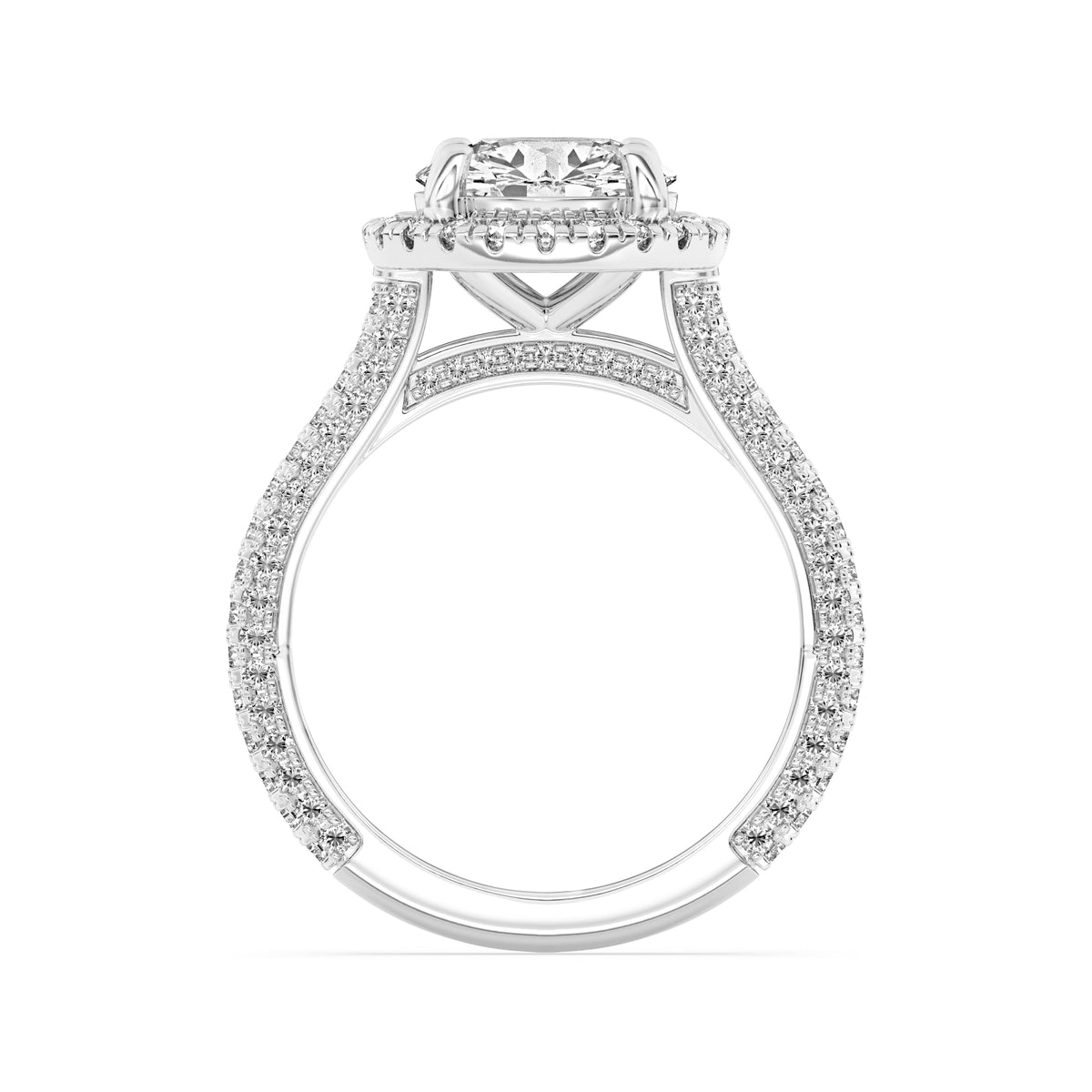 Lasker Big Rocks Lab Grown Diamond Collection 14Kt White Gold Halo Ring with 1.52Ct Round  Lab-Grown Center Diamond