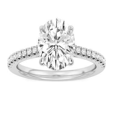 Lasker Big Rocks Lab-Grown Diamond Collection 14Kt White Gold 2.5Ct Oval Lab-Grown Diamond Center Engagement Ring