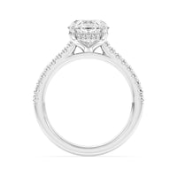 Lasker's Big Rocks Lab-Grown Diamond Collection 14Kt White Gold Hidden Halo Ring with 2.55Ct Oval Lab-Grown Center Diamond