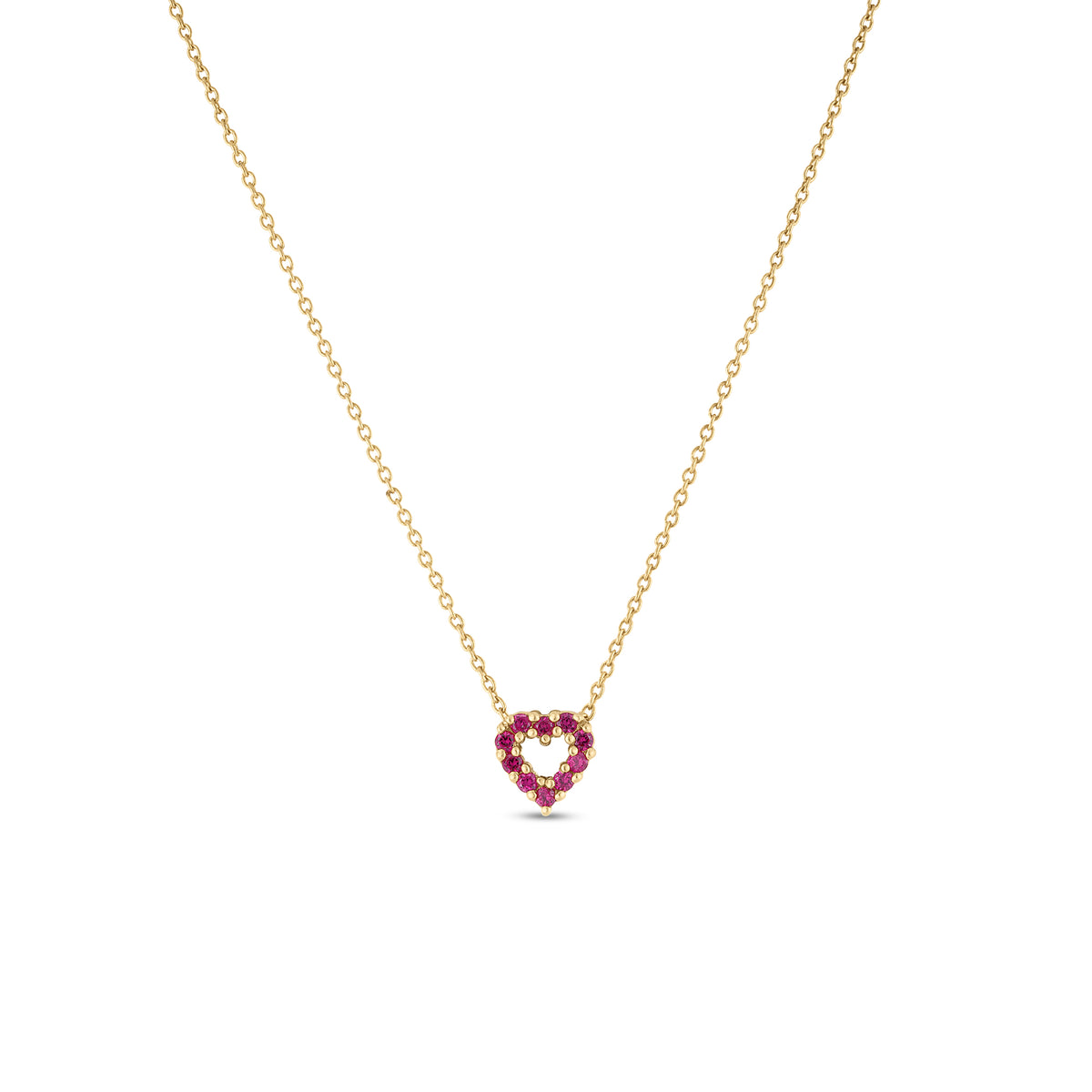 Roberto Coin 18Kt Yellow Gold Tiny Treasures Natural Ruby and Diamond Reversible Heart Necklace