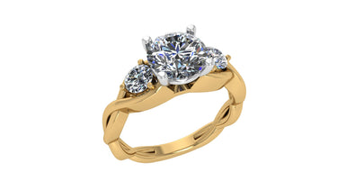 14kt White and Yellow Gold 3-Stone Infinity Style Ring Setting