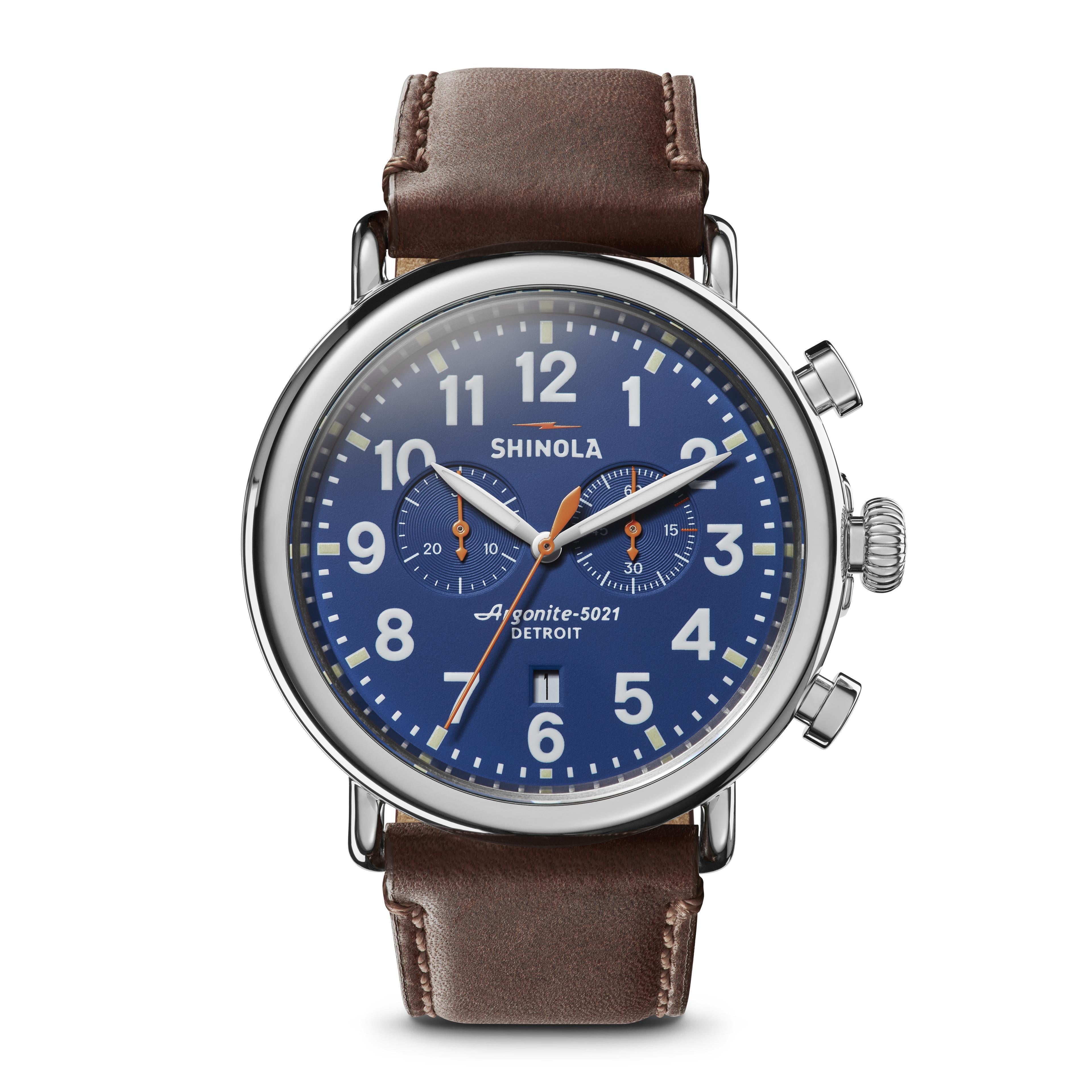 Shinola Runwell Chronograph Brown/Blue 47mm Argonite 5021 Quartz